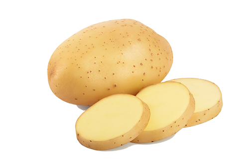 Whole potato and sliced potato